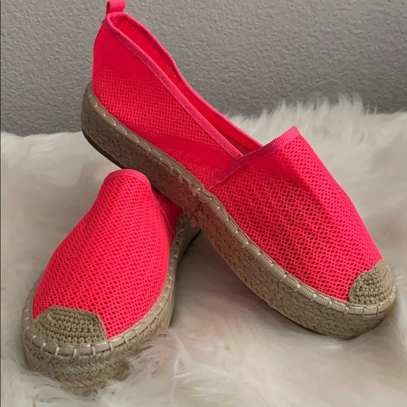 Neon pink netted platform espadrilles sandals - Picture 4 of 4
